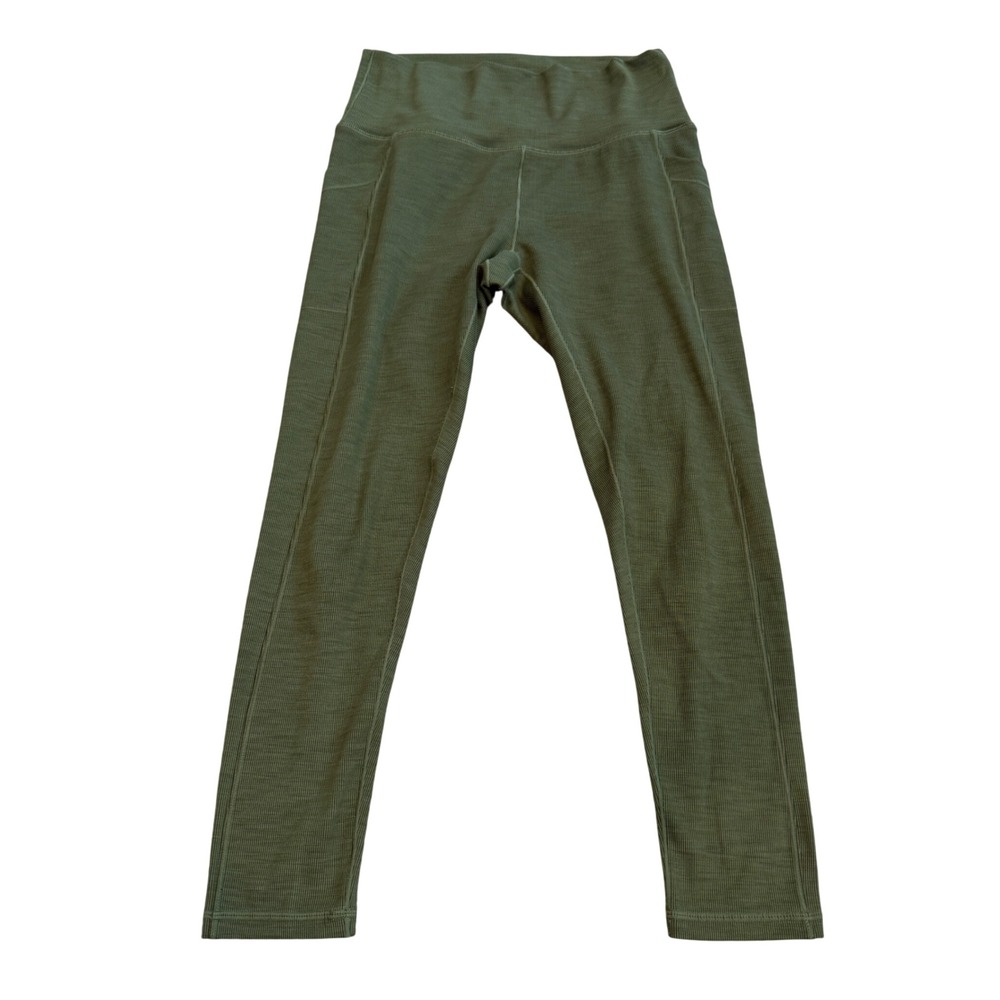 PRANA Women Leggings L Ribbed High Waisted Pockets Yoga Hiking Athleisure